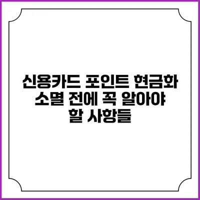 신용카드 포인트 현금화: 소멸 전에 꼭 알아야 할 사항들