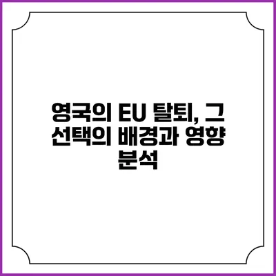 영국의 EU 탈퇴, 그 선택의 배경과 영향 분석