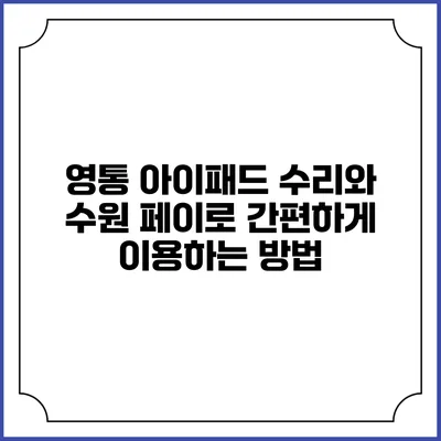 영통 아이패드 수리와 수원 페이로 간편하게 이용하는 방법