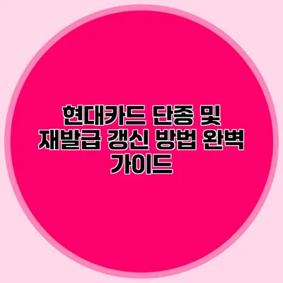 현대카드 단종 및 재발급 갱신 방법 완벽 가이드