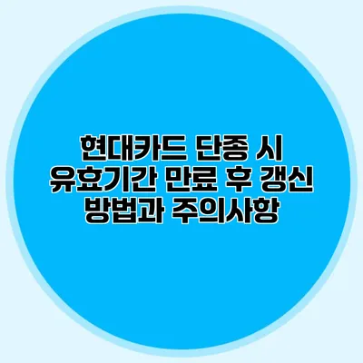 현대카드 단종 시 유효기간 만료 후 갱신 방법과 주의사항