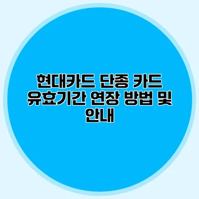 현대카드 단종 카드 유효기간 연장 방법 및 안내