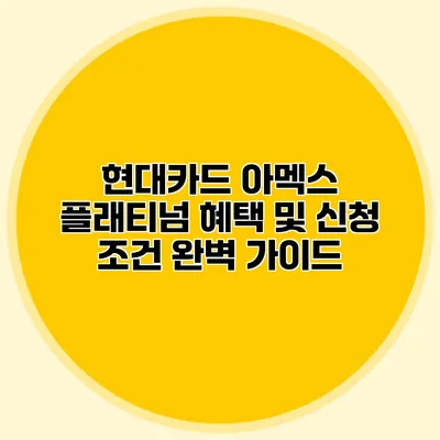 현대카드 아멕스 플래티넘 혜택 및 신청 조건 완벽 가이드
