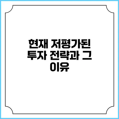 현재 저평가된 투자 전략과 그 이유