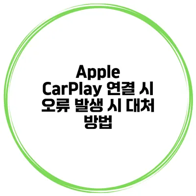 Apple CarPlay 연결 시 오류 발생 시 대처 방법