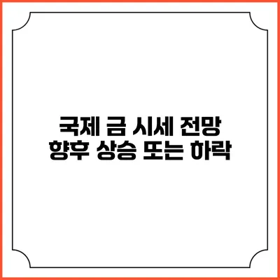국제 금 시세 전망: 향후 상승 또는 하락?