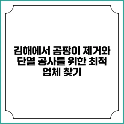 김해에서 곰팡이 제거와 단열 공사를 위한 최적 업체 찾기