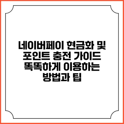 네이버페이 현금화 및 포인트 충전 가이드: 똑똑하게 이용하는 방법과 팁