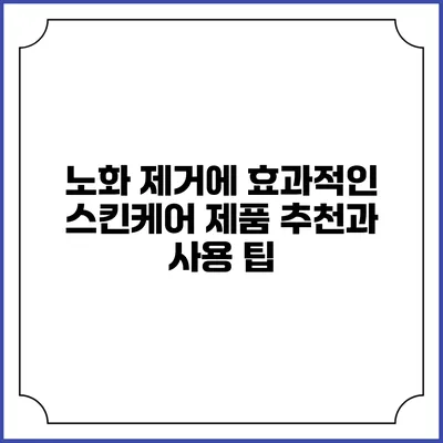 노화 제거에 효과적인 스킨케어 제품 추천과 사용 팁