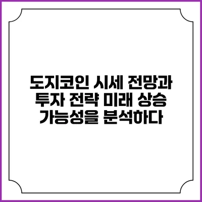 도지코인 시세 전망과 투자 전략: 미래 상승 가능성을 분석하다