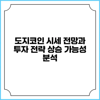 도지코인 시세 전망과 투자 전략: 상승 가능성 분석