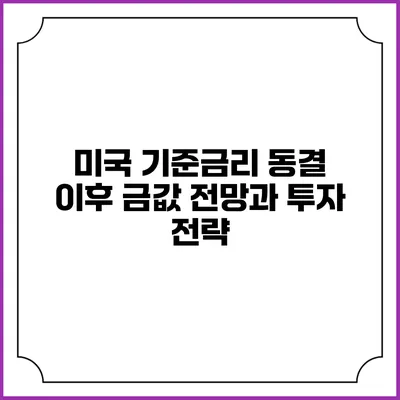 미국 기준금리 동결 이후 금값 전망과 투자 전략