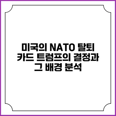 미국의 NATO 탈퇴 카드: 트럼프의 결정과 그 배경 분석