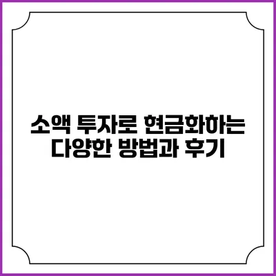 소액 투자로 현금화하는 다양한 방법과 후기