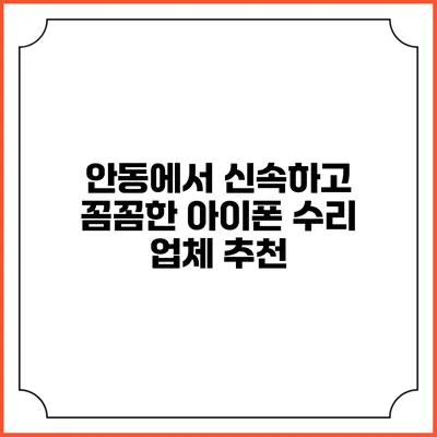 안동에서 신속하고 꼼꼼한 아이폰 수리 업체 추천