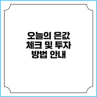 오늘의 은값 체크 및 투자 방법 안내