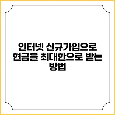 인터넷 신규가입으로 현금을 최대한으로 받는 방법