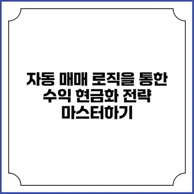 자동 매매 로직을 통한 수익 현금화 전략 마스터하기
