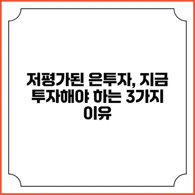 저평가된 은투자, 지금 투자해야 하는 3가지 이유