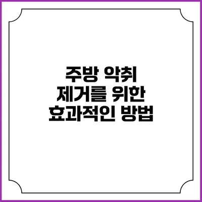 주방 악취 제거를 위한 효과적인 방법