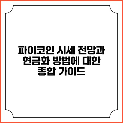 파이코인 시세 전망과 현금화 방법에 대한 종합 가이드